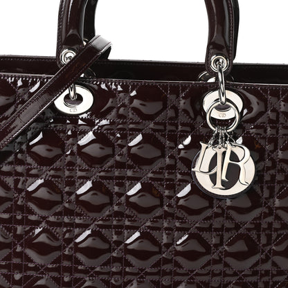 Christian Dior Patent Cannage Large Lady Dior Burgundy 8 of 10