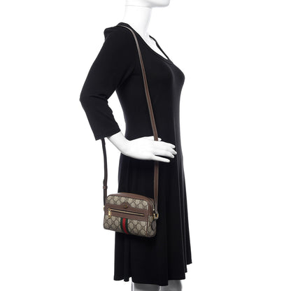 Gucci GG Supreme Monogram Web Mini Ophidia Shoulder Bag Brown 1 of 11