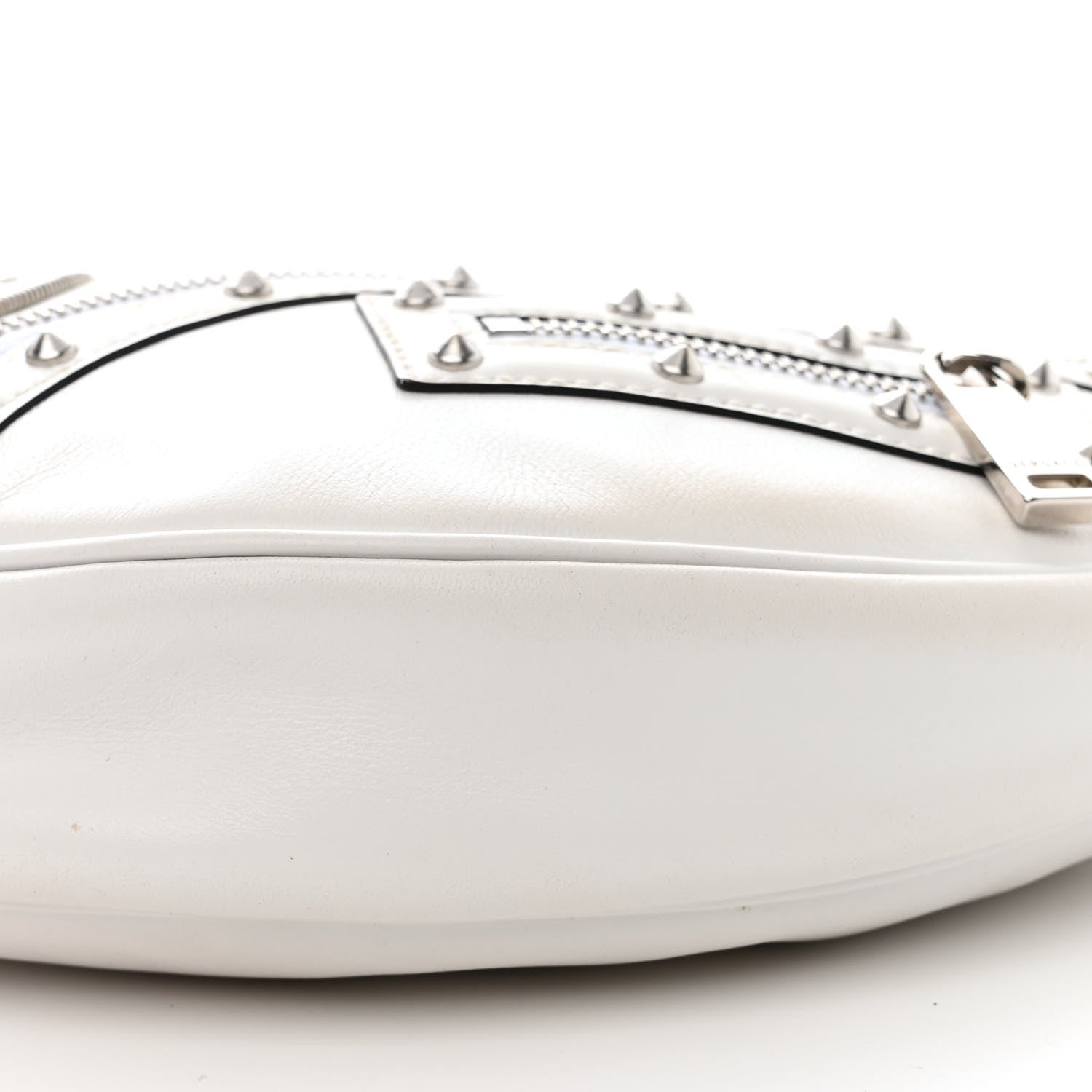 Versace Calfskin Studded Small Repeat Zip Hobo White 11 of 16
