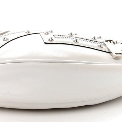 Versace Calfskin Studded Small Repeat Zip Hobo White 11 of 16
