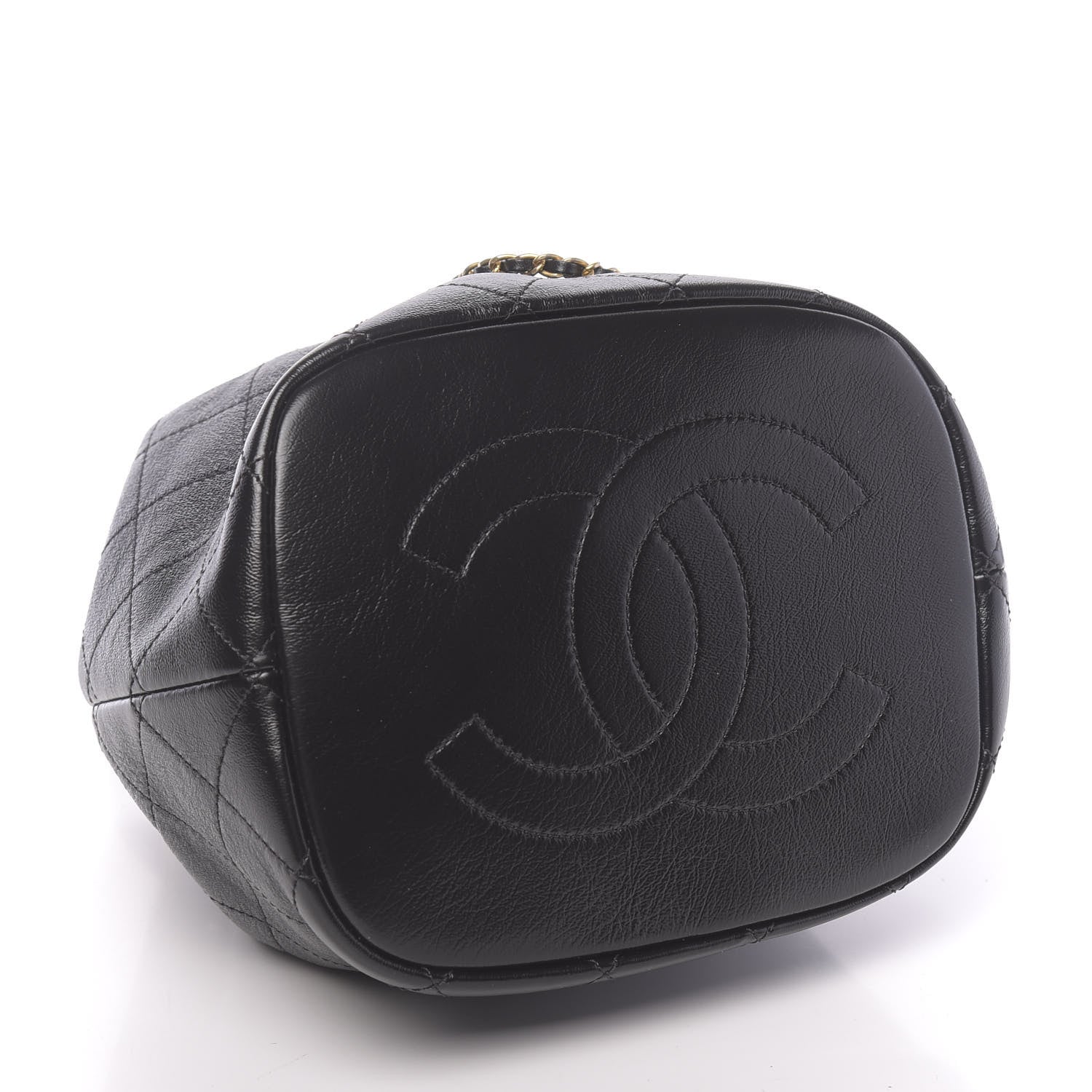 Chanel Shiny Lambskin Quilted Drawstring Bag Black 4 of 11