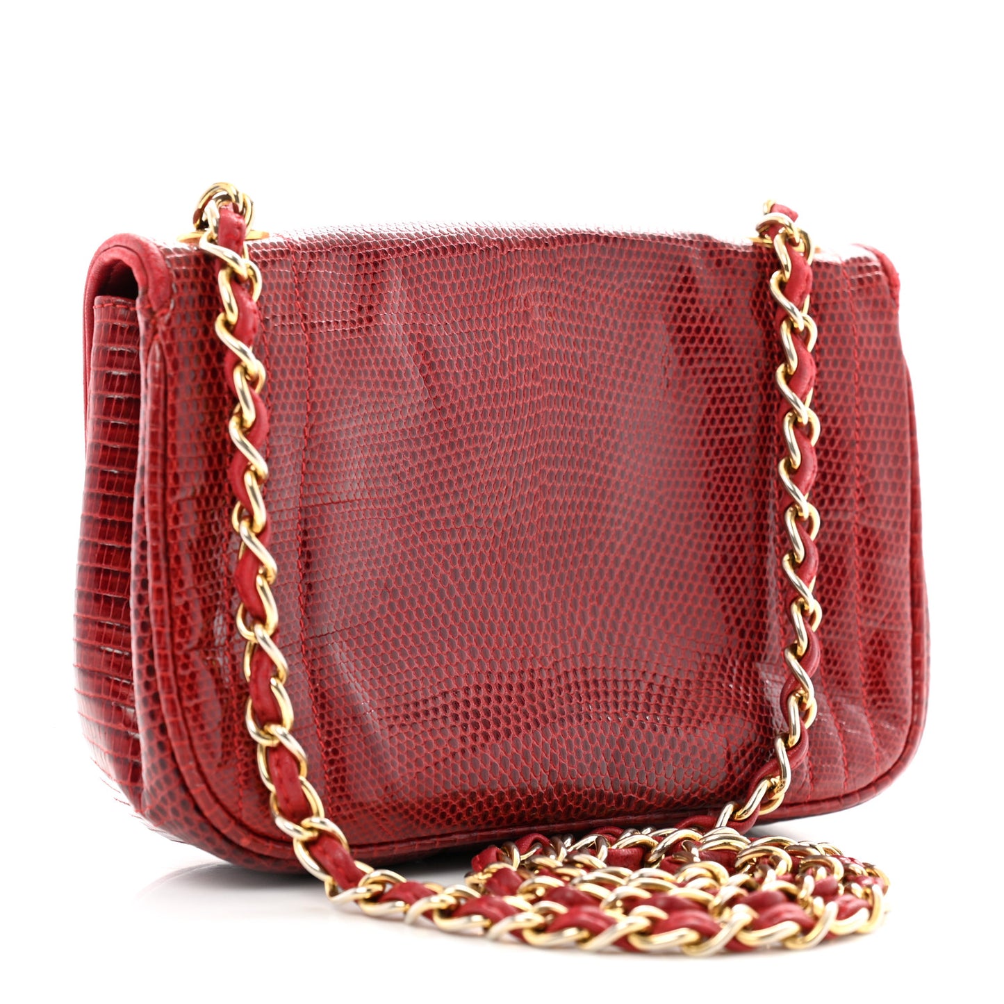 Lizard CC Mini Flap Bag Red