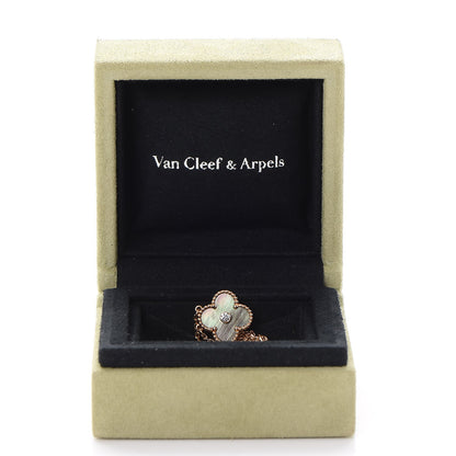 Van Cleef & Arpels 18K Rose Gold Diamond Grey Mother of Pearl Vintage Alhambra Pendant Necklace 9 of 9