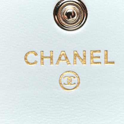Chanel Lambskin Quilted Pearl CC Chanel Flap Card Holder Light Blue 6 of 9