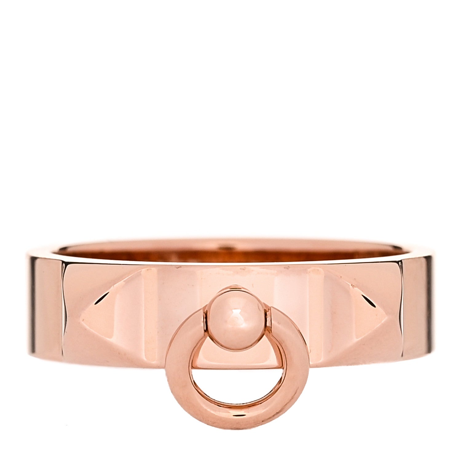 Hermes 18K Rose Gold PM Collier De Chien Ring 54 7 1 of 5