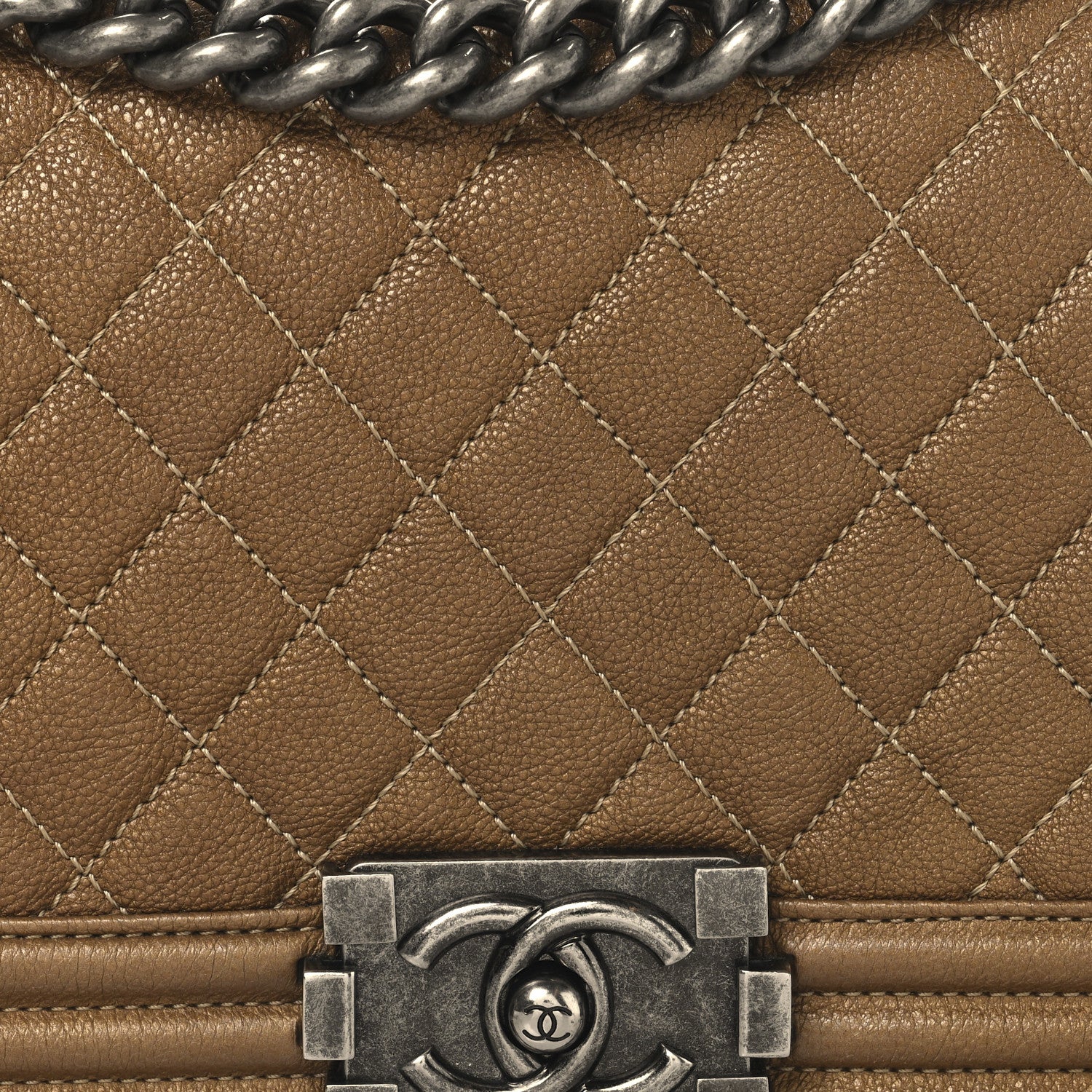 Chanel Caviar Quilted Medium Boy Flap Dark Gold 8 of 10