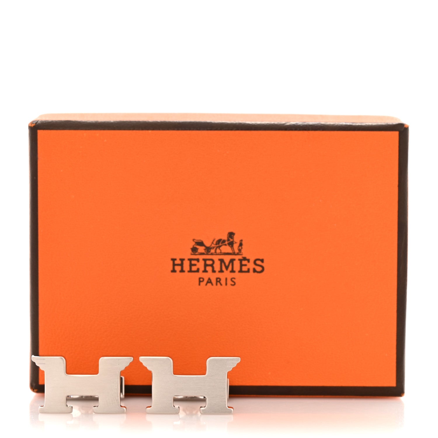 Hermes Brushed Palladium Pegase H Cufflinks Silver 5 of 5