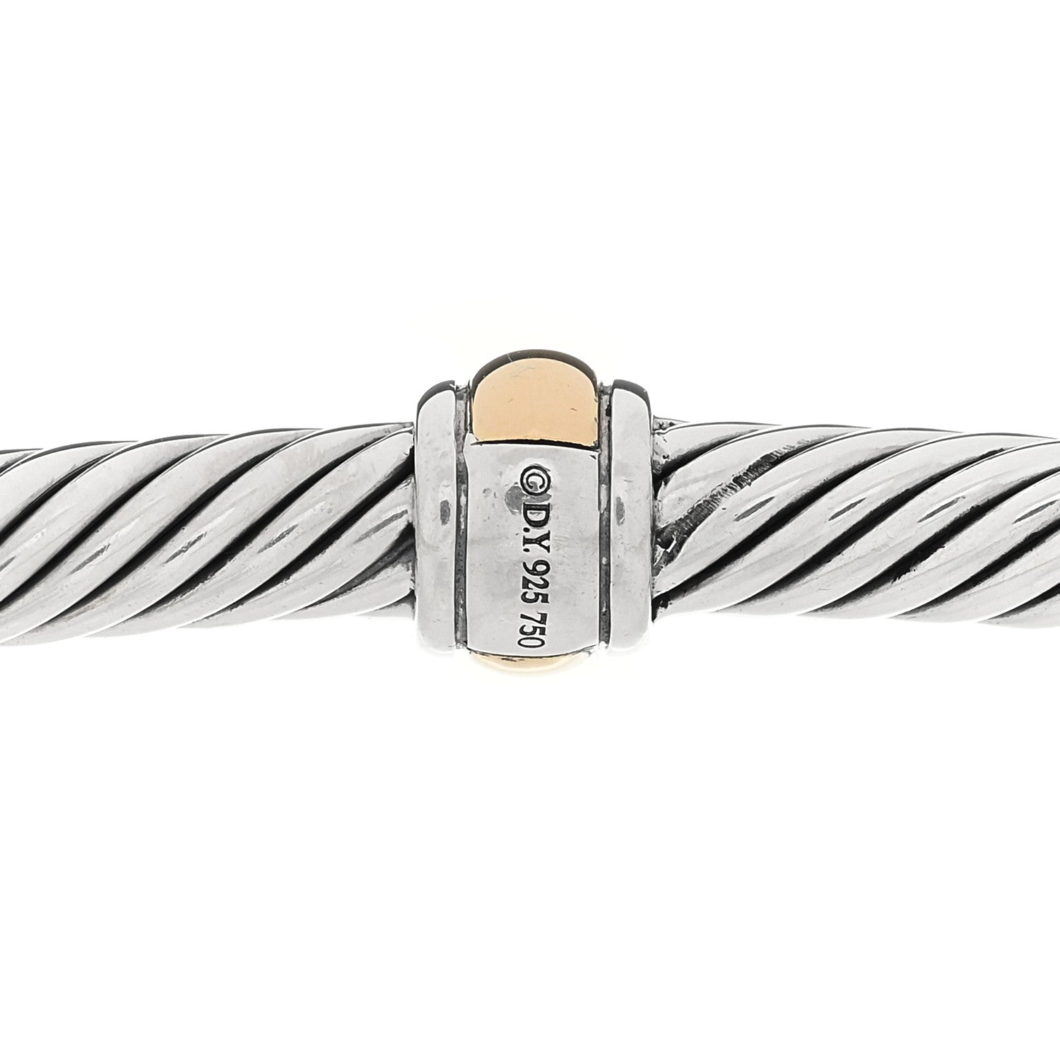 David Yurman Sterling Silver 18K Yellow Gold 4mm Station Cable Bracelet 3 of 3