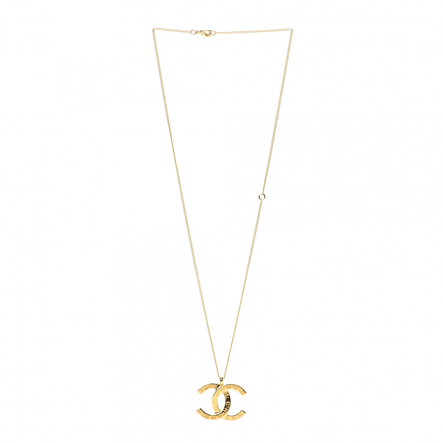 Metal CC Paris Button Necklace Gold