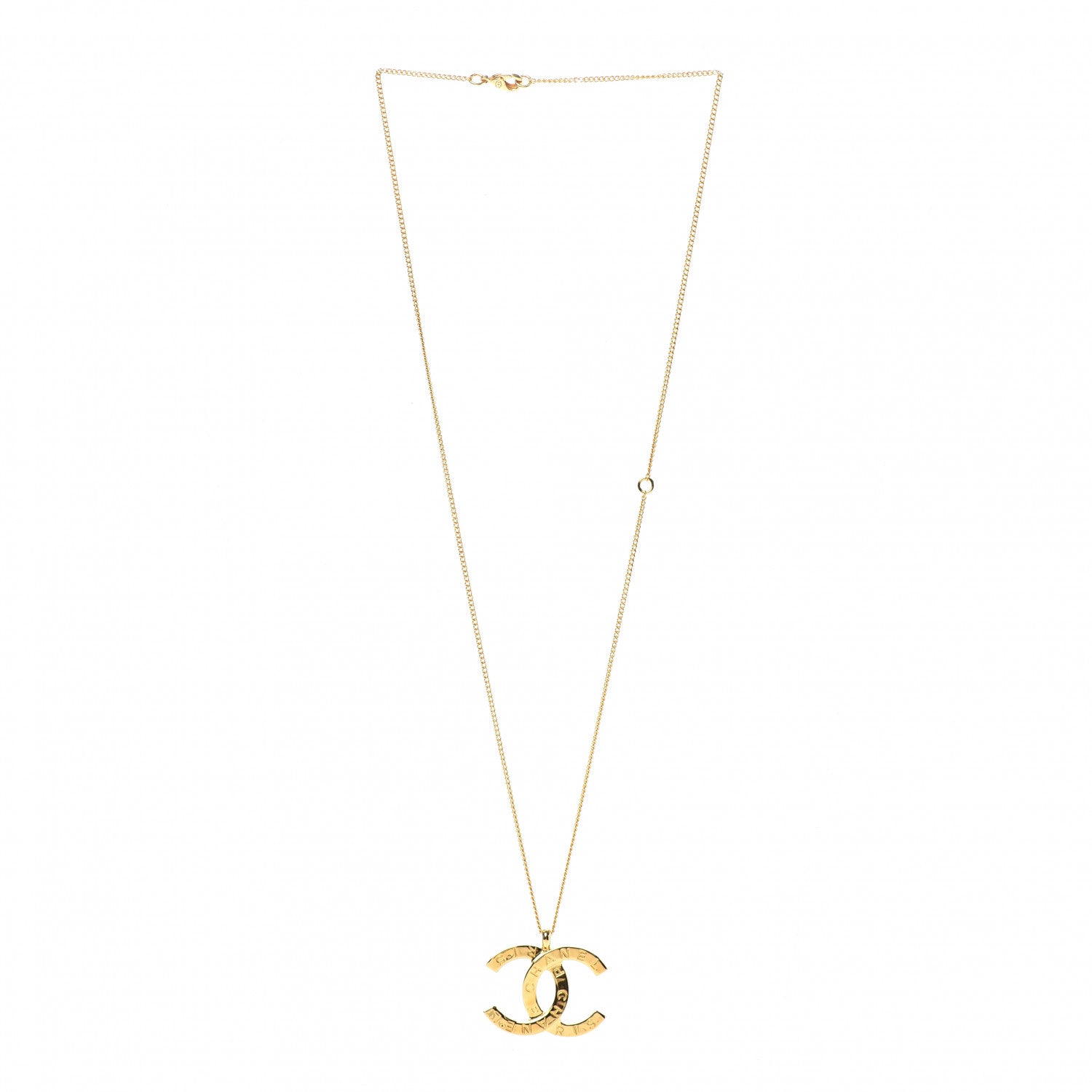 Chanel Metal CC Paris Button Necklace Gold 3 of 6