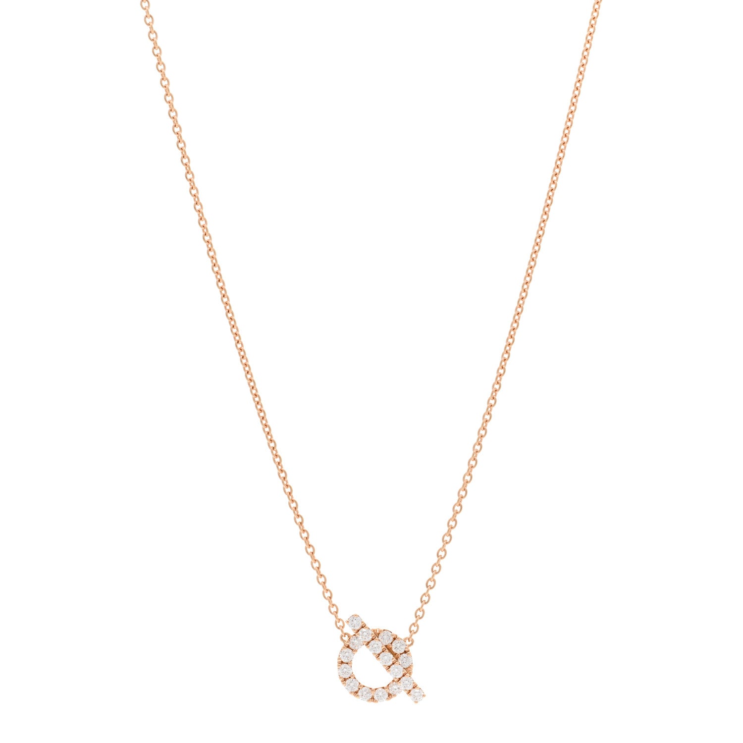 Hermes 18K Rose Gold Diamond Finesse Pendant Necklace 1 of 4
