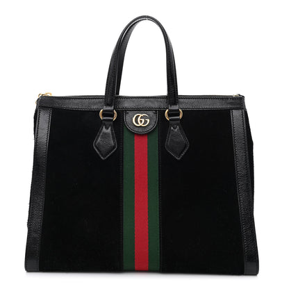 Gucci Suede Patent GG Web Medium Ophidia Tote Bag Black 1 of 10
