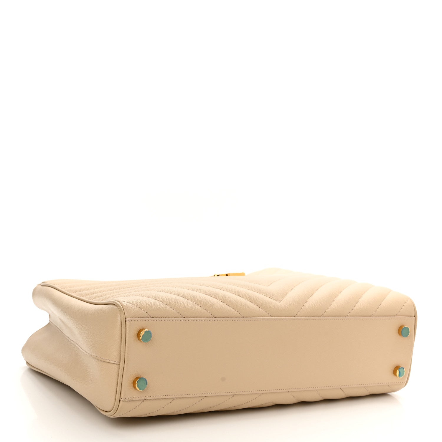 Saint Laurent Grain De Poudre Matelasse Chevron Monogram Shopping Bag Nude Powder 4 of 15