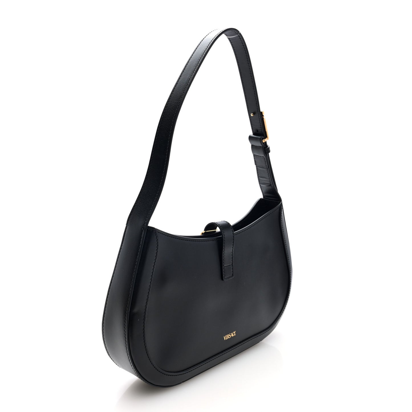 Calfskin Large Greca Goddess Hobo Black