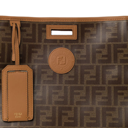 Fendi Glazed Fabric Vitello Century FF 1974 Stamp Patch Medium Peekaboo Defender Cover Mogano Panna Caramello 8 of 11
