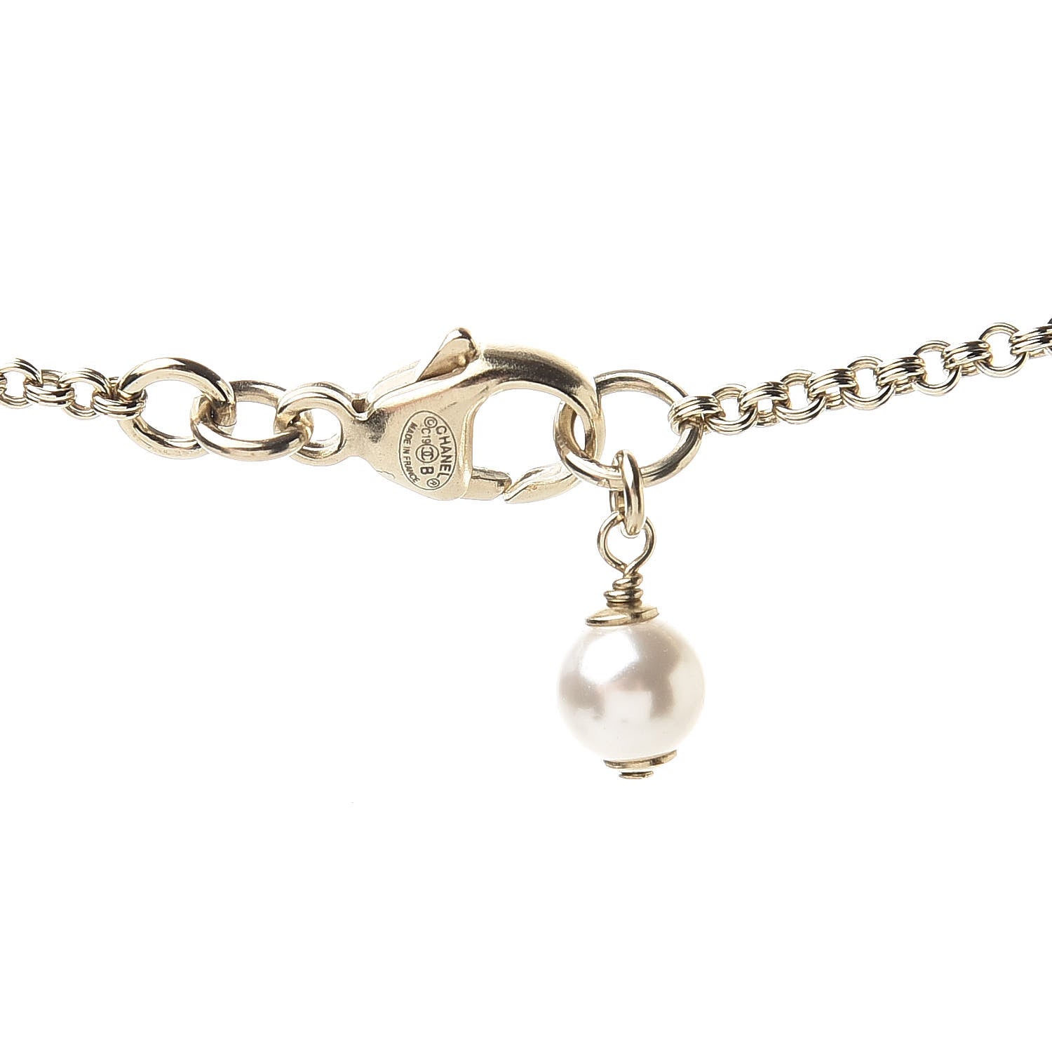 Chanel Crystal Pearl Snow Splash CC Pendant Necklace Gold 5 of 5