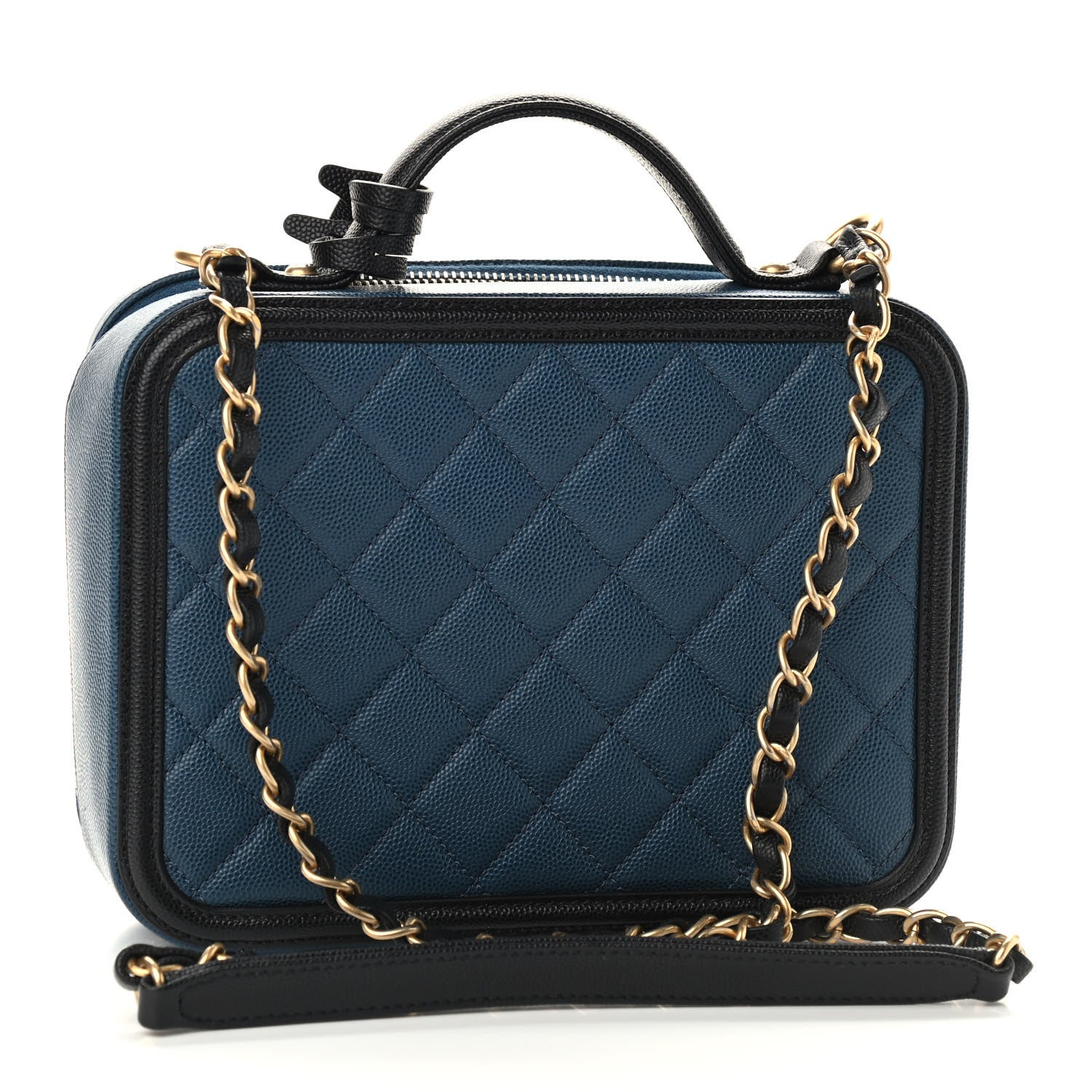 Chanel Caviar Quilted Medium CC Filigree Vanity Case Navy Black 3 of 9