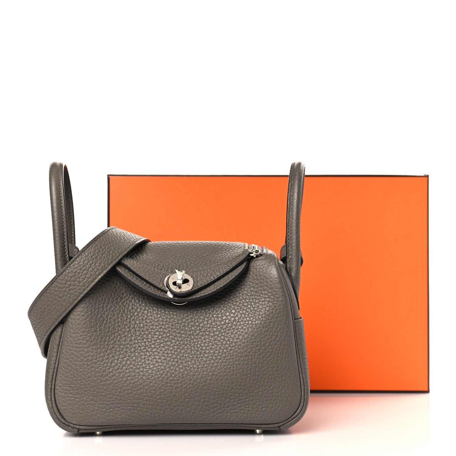 Hermes Taurillon Clemence Mini Lindy 20 Etain 10 of 10