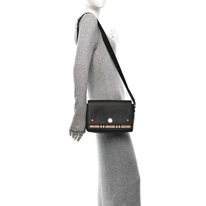 Burberry Grainy Calfskin Vintage Check Note Crossbody Bag Black 2 of 10