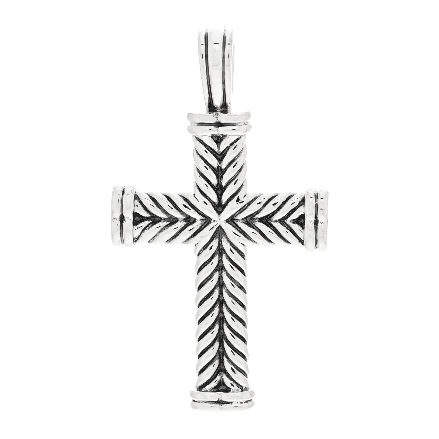 Sterling Silver Chevron Cross Pendant