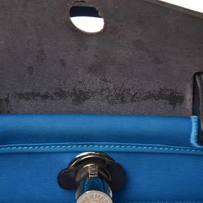 Hermes Vache Hunter Toile Herbag Zip 31 PM Bleu Zanzibar Bleu Indigo 12 of 16