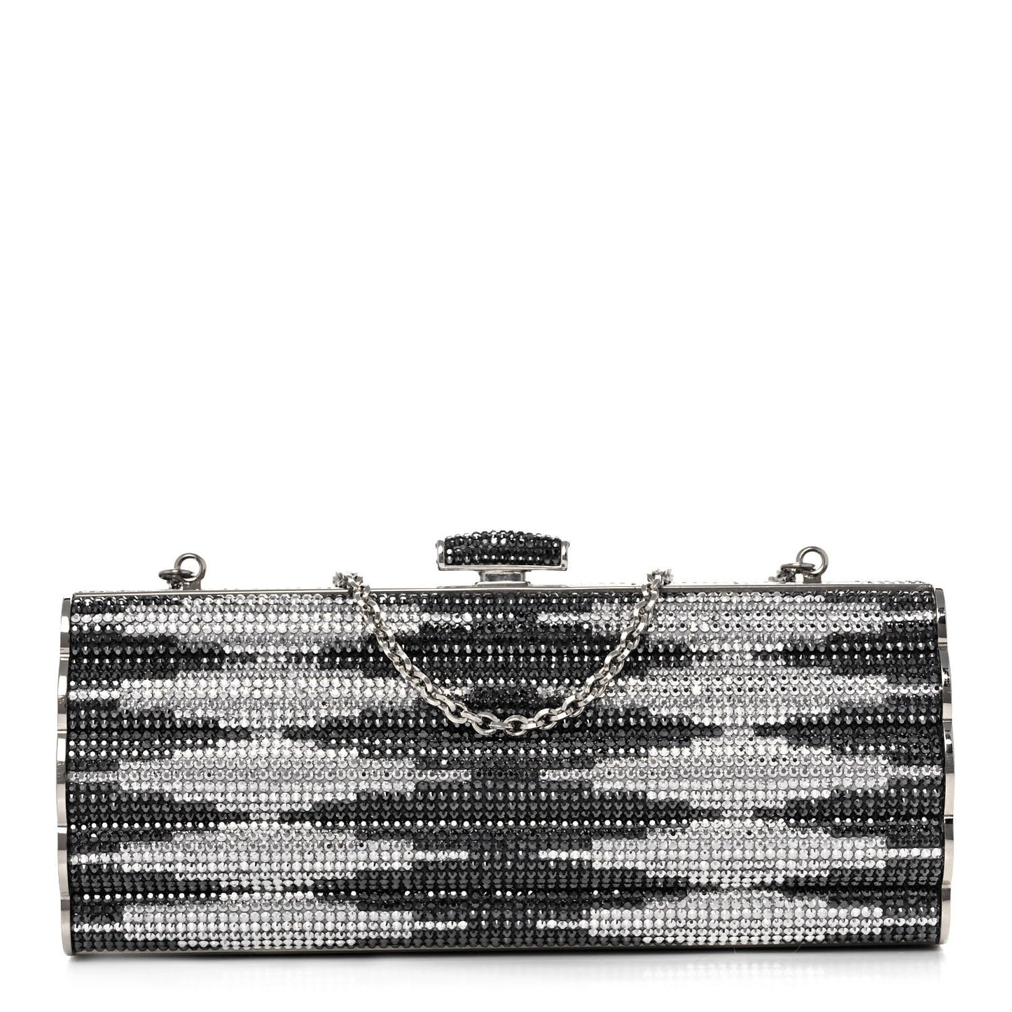 Swarovski Crystal Cosmojet Minaudiere Clutch Black Silver