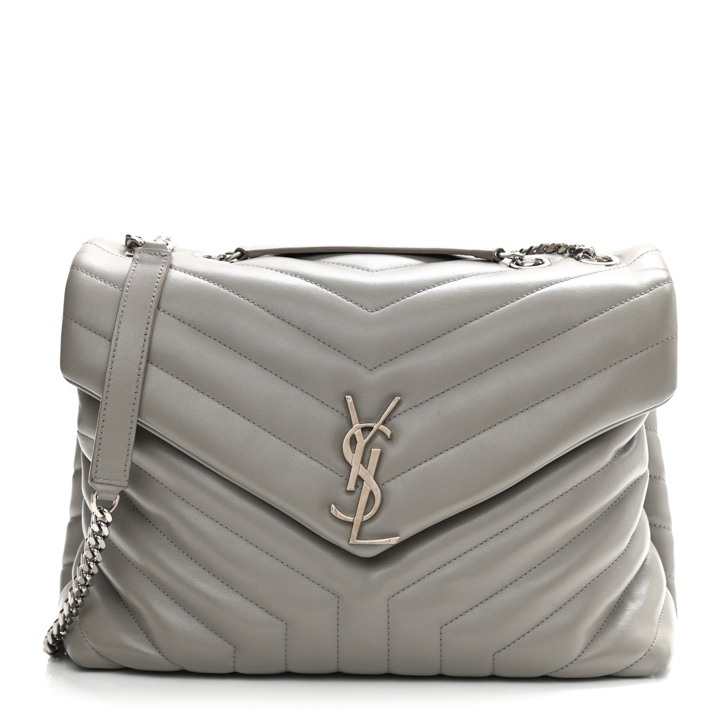 Calfskin Y Quilted Monogram Medium Loulou Chain Satchel Granite