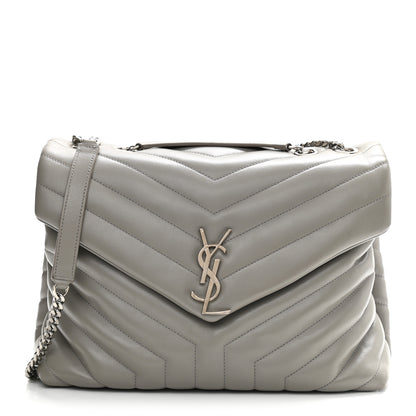 Saint Laurent Calfskin Y Quilted Monogram Medium Loulou Chain Satchel Granite 1 of 9