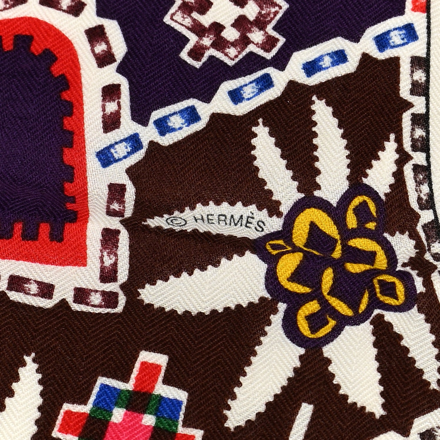 Hermes Cashmere Silk En Attendant Ulysse Shawl 140 White Rose Vif Multicolor 4 of 5