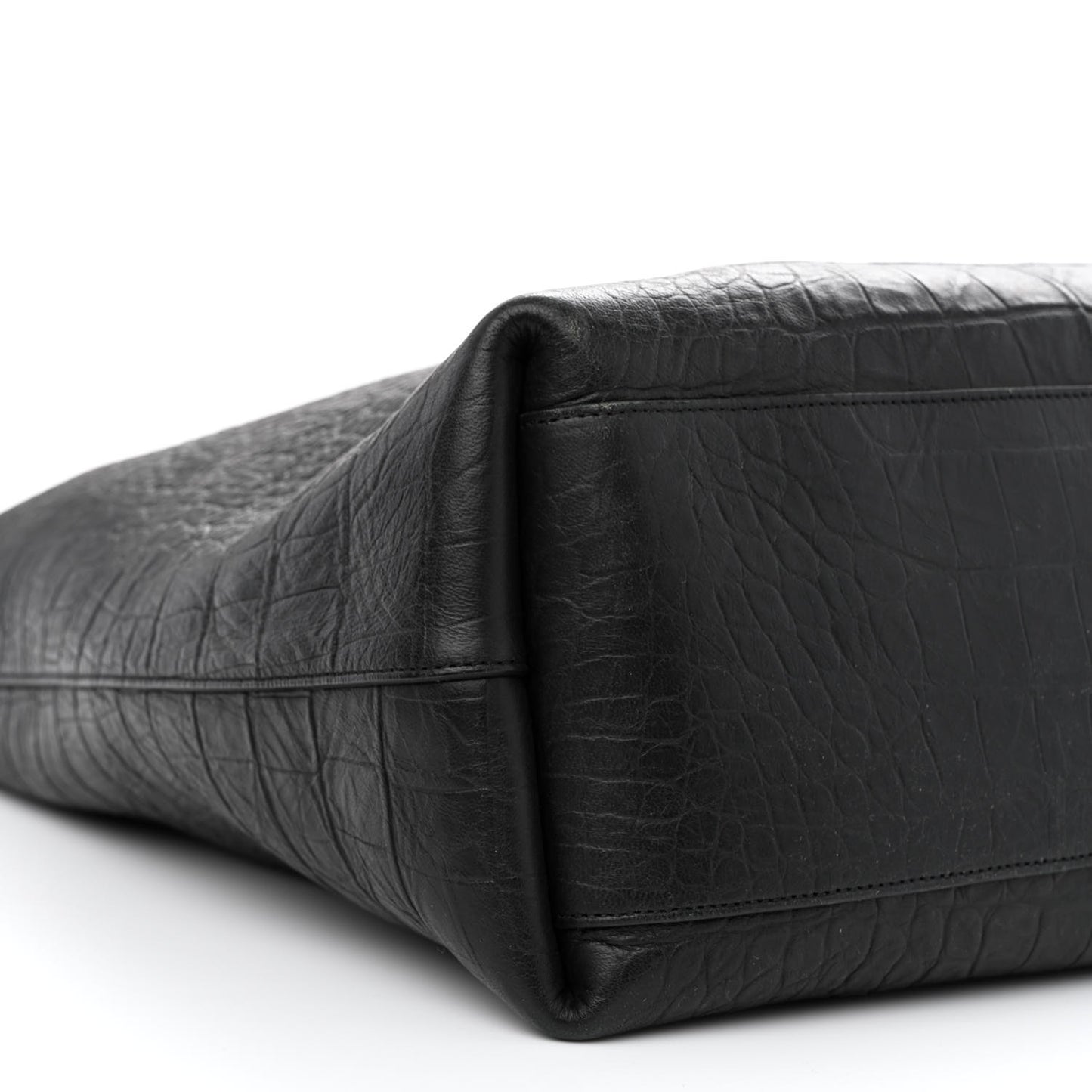 Calfskin Crocodile Embossed Bold Shopper Tote Black