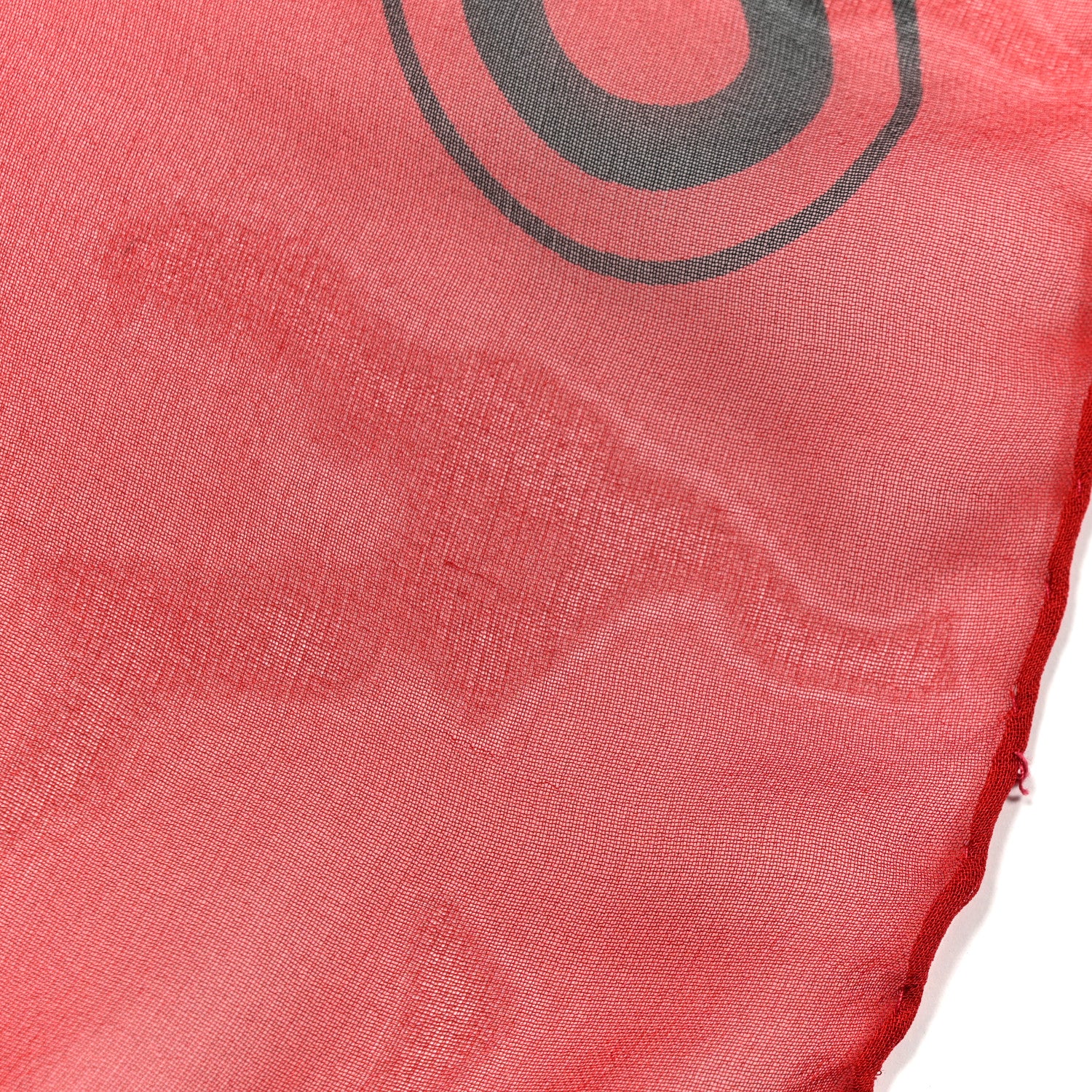 Chanel Silk Chiffon CC Scarf Red Black 4 of 7