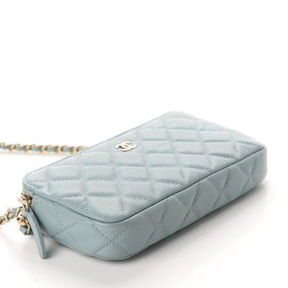 Chanel Caviar Quilted Small Clutch With Chain Light Blue 3 of 11