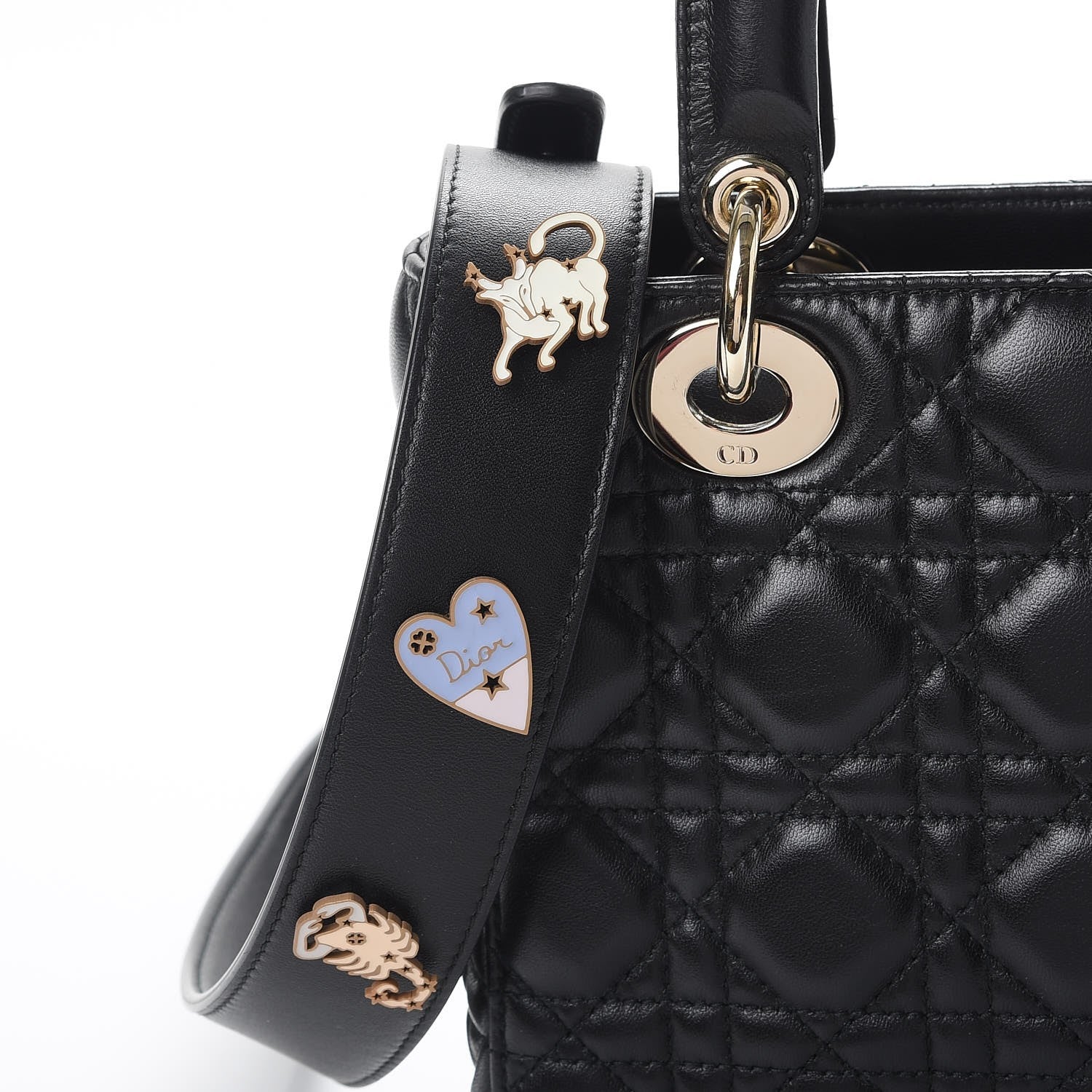 Christian Dior Lambskin Cannage Small Lucky Badges My Lady Dior Black 9 of 11