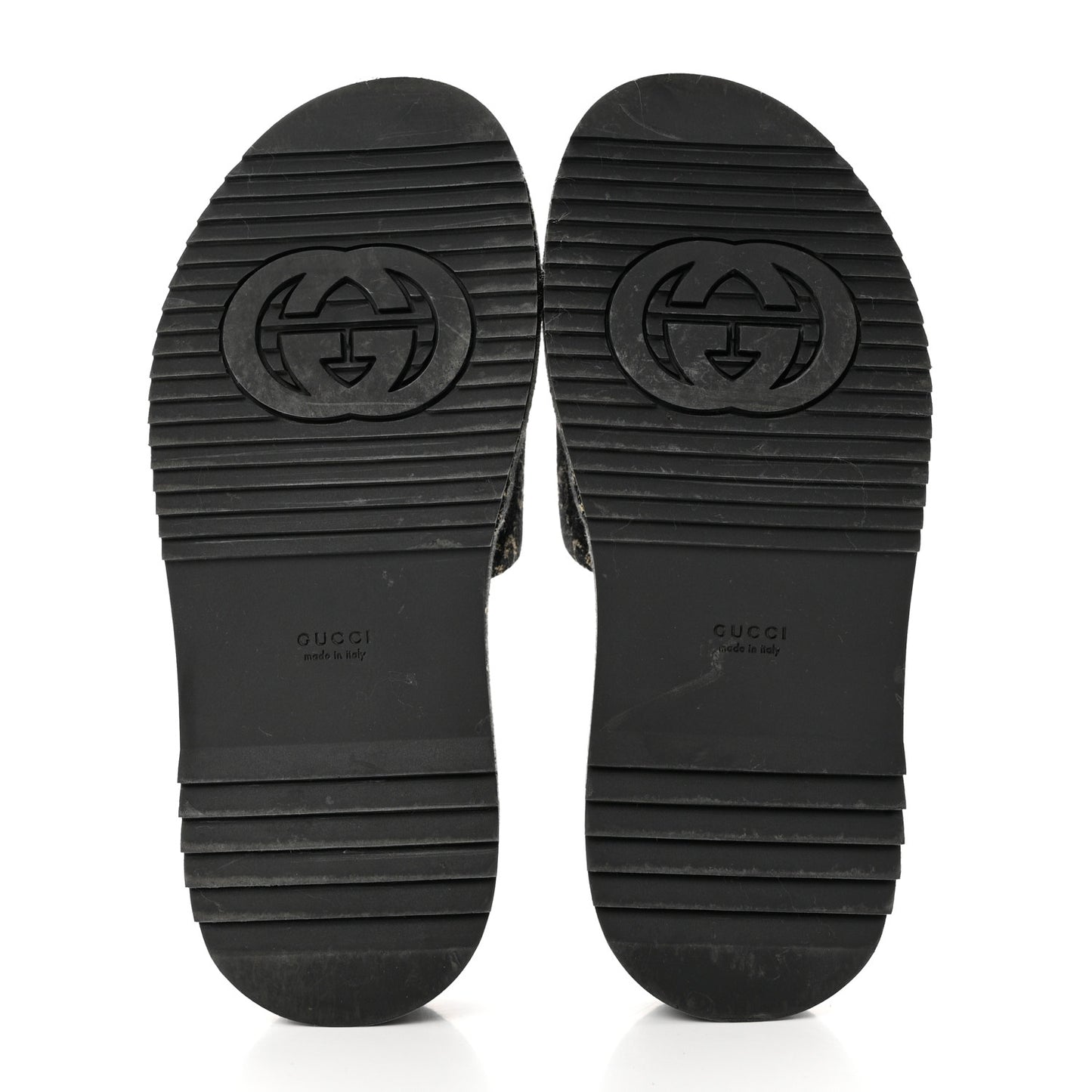 Jacquard Black Denim GG Monogram Angelina Platform 55mm Slide Sandals 37 Black Ivory