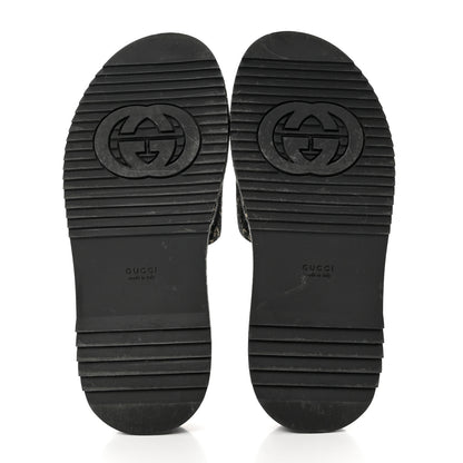 Gucci Jacquard Black Denim GG Monogram Angelina Platform 55mm Slide Sandals 37 Black Ivory 5 of 8