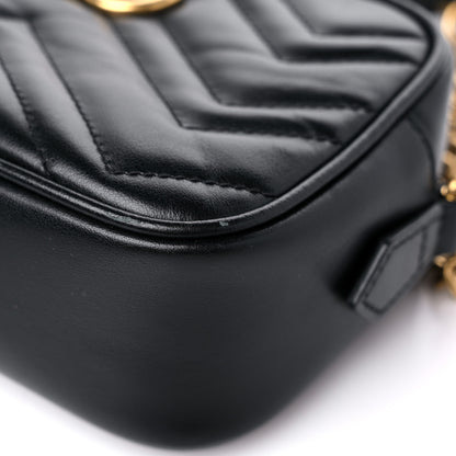 Gucci Calfskin Matelasse Mini GG Marmont Chain Shoulder Bag Black 9 of 13