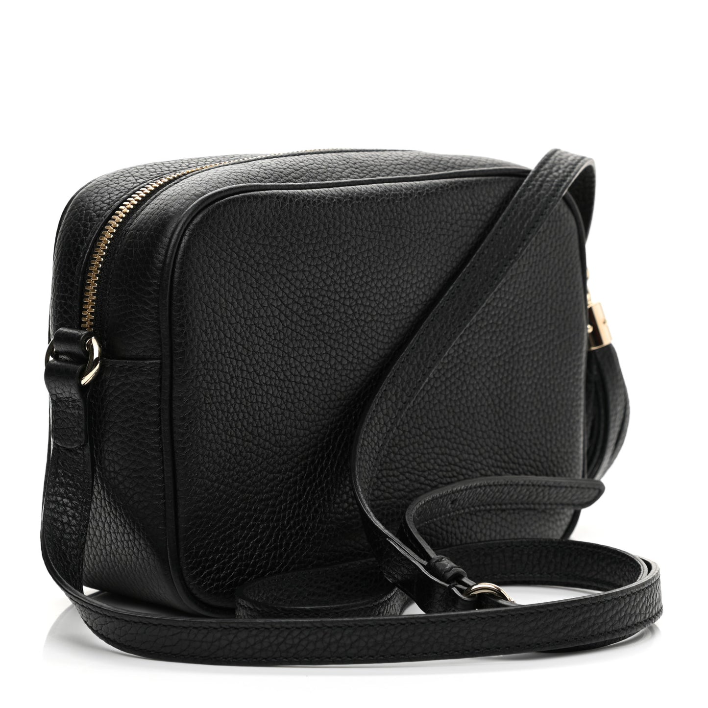 Pebbled Calfskin Small Soho Disco Bag Black