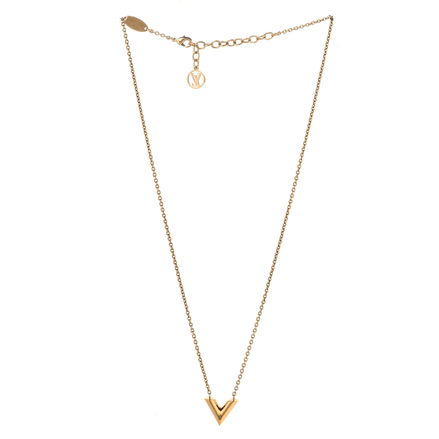 Louis Vuitton Brass Essential V Necklace Gold 3 of 6
