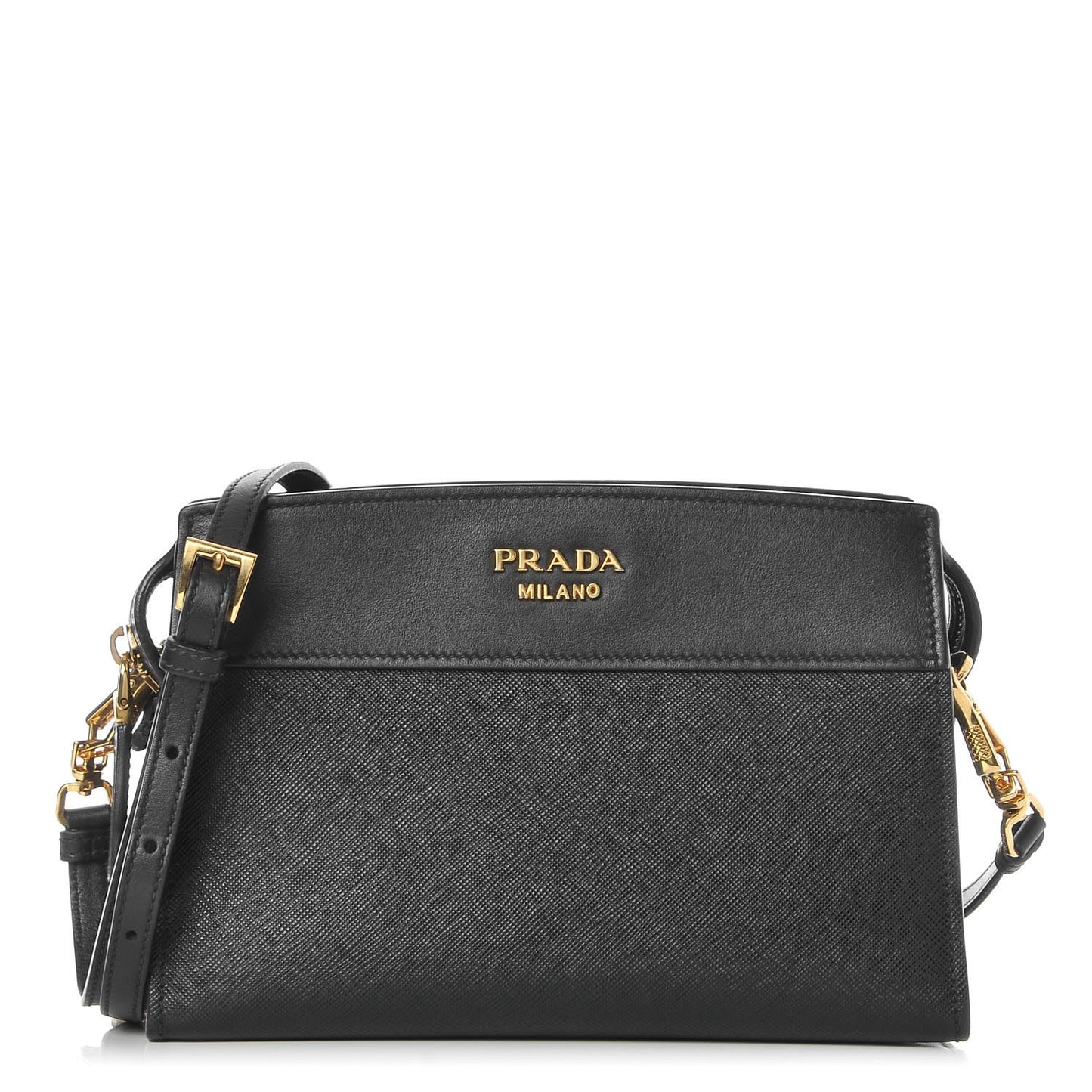 Saffiano City Calf Esplanade Crossbody Bag Black