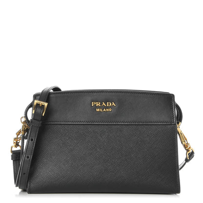 Prada Saffiano City Calf Esplanade Crossbody Bag Black 1 of 9