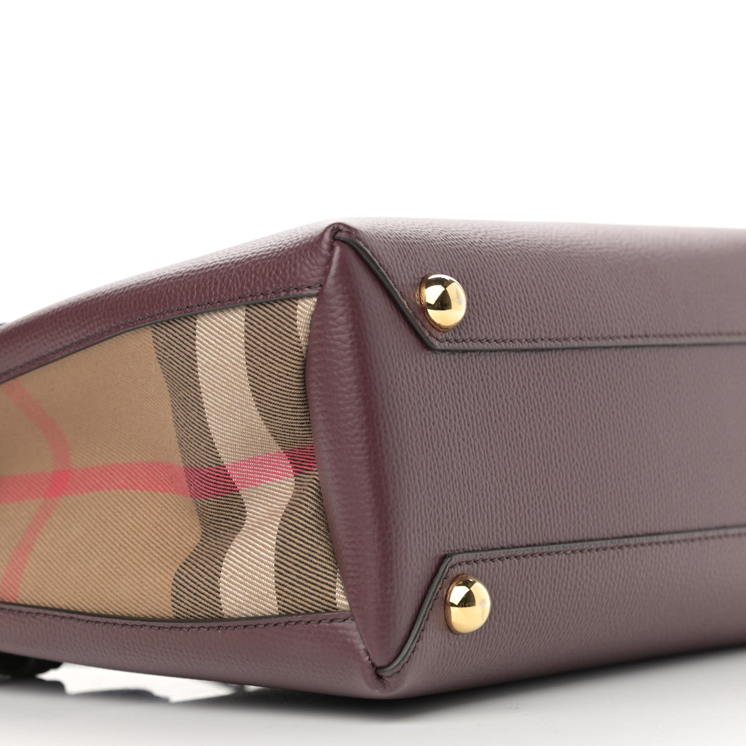 Burberry Calfskin House Check Small Banner Tote Mahogany Red 9 of 10