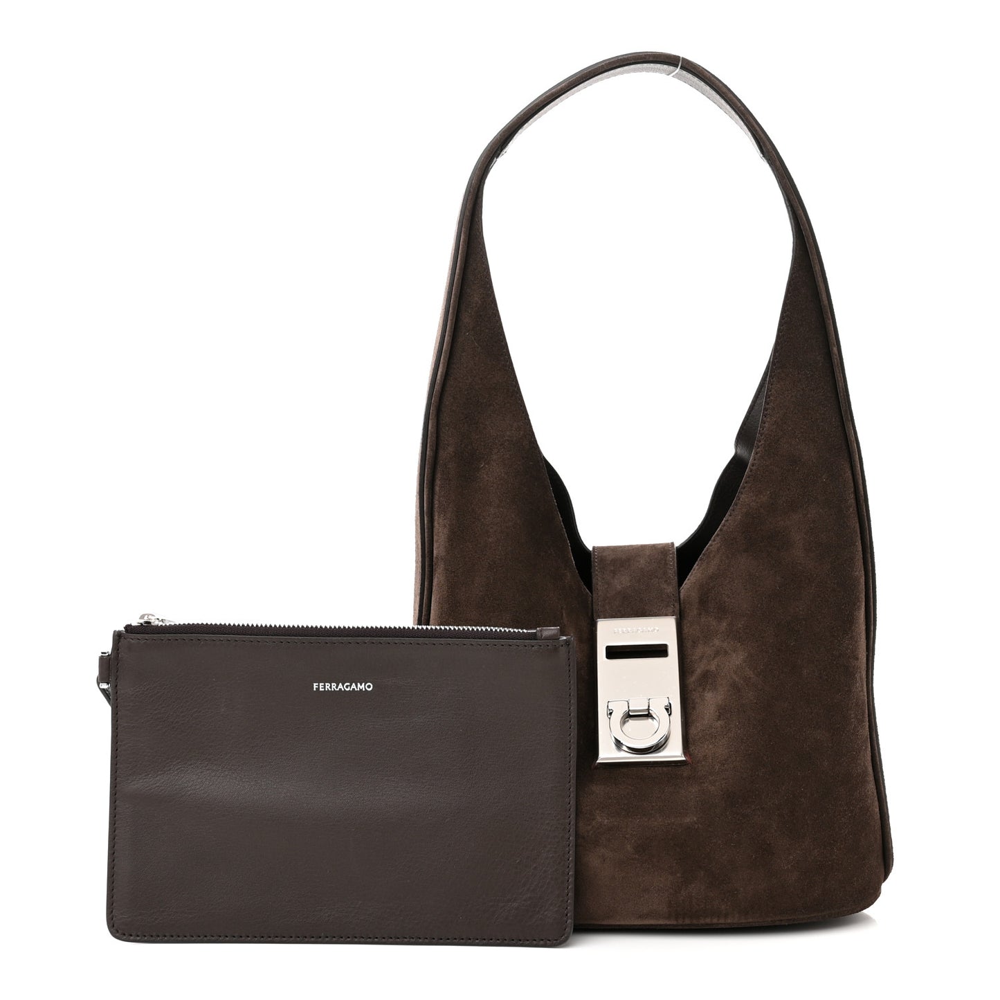 Calfskin Suede Medium Archivo Gancio Hobo Testa di Moro