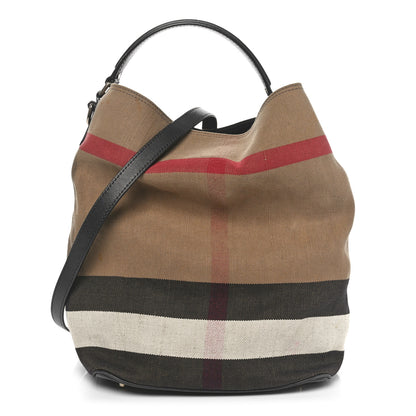 Burberry Canvas Mega Check Medium Ashby Hobo Black 1 of 12