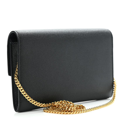 Saint Laurent Grain De Poudre Uptown Chain Wallet Black 2 of 7