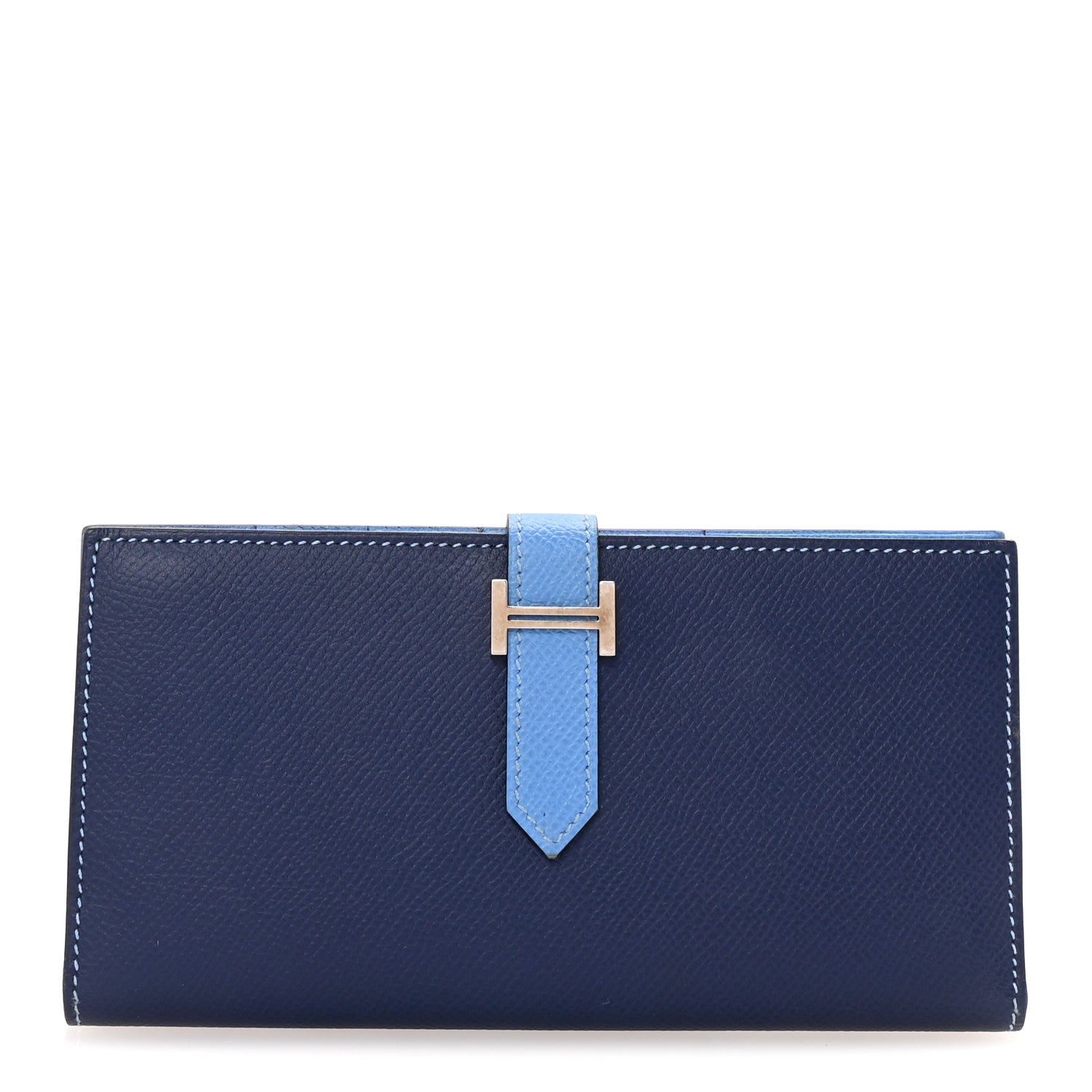 Hermes Epsom Bicolor Bearn Gusset Wallet Bleu Saphir Bleu Paradis 1 of 7