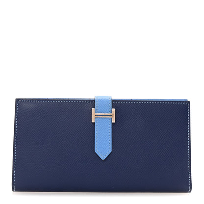 Hermes Epsom Bicolor Bearn Gusset Wallet Bleu Saphir Bleu Paradis 1 of 7
