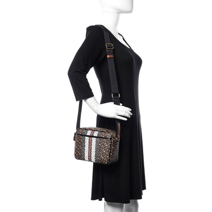 Burberry E-Canvas Monogram Stripe Crossbody Bag Bridle Brown 2 of 9