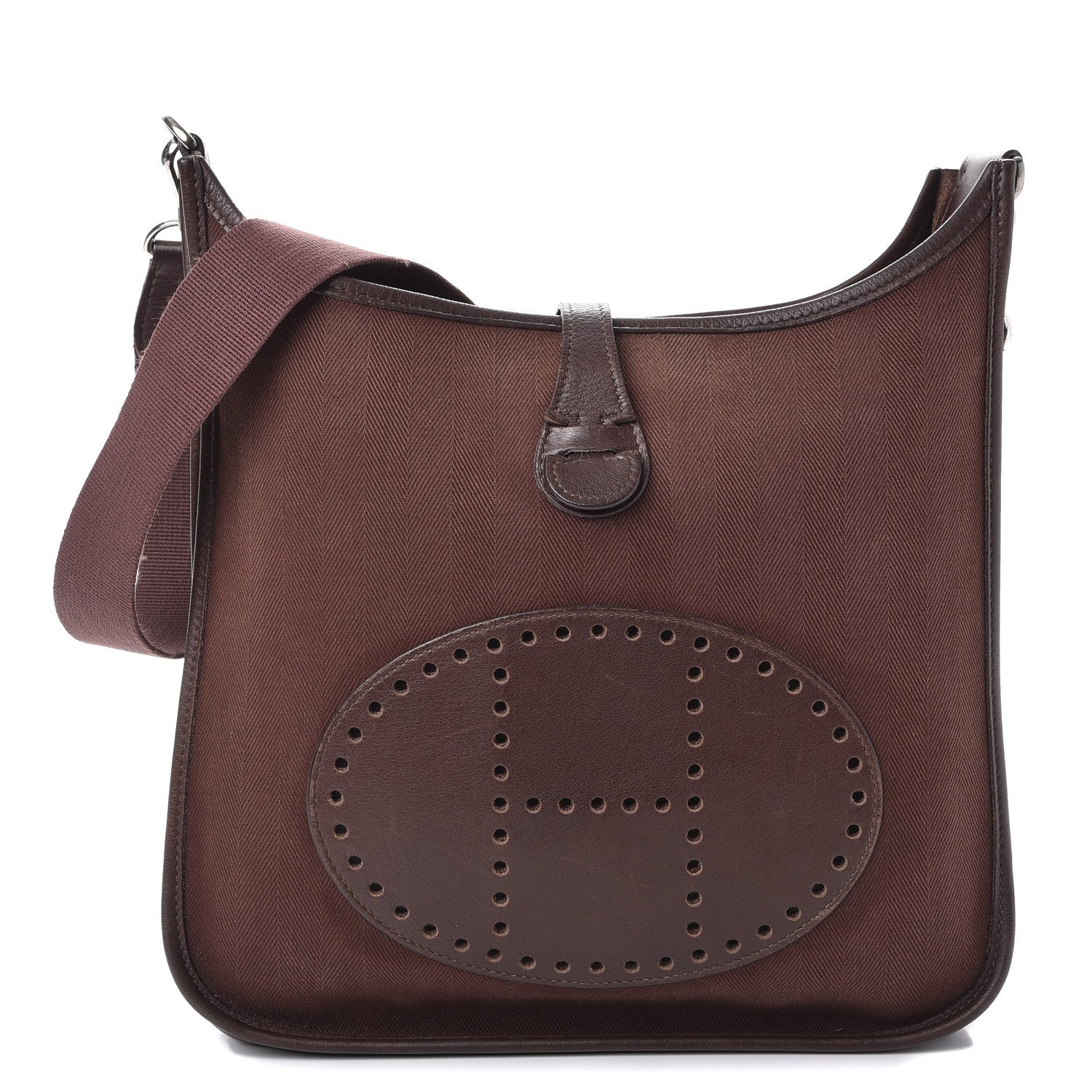 Hermes Toile Chevron Evergrain Evelyne PM Havane 1 of 12