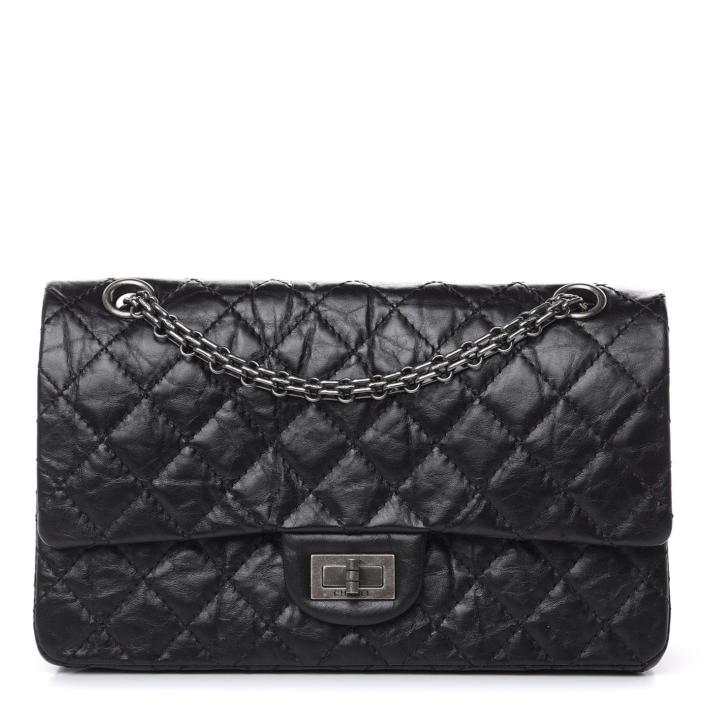 Aged Calfskin Quilted 2.55 Reissue 225 Flap Black