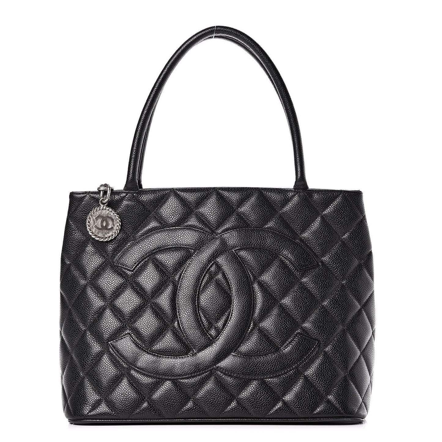 Caviar Quilted Medallion Tote Black